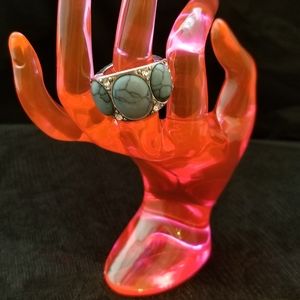 Chunky Silver Tone Stretch Ring